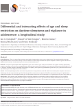 Cover page: Differential and interacting effects of age and sleep restriction on daytime sleepiness and vigilance in adolescence: a longitudinal study