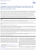 Cover page: Investigation of nosocomial SARS-CoV-2 transmission from two patients to healthcare workers identifies close contact but not airborne transmission events