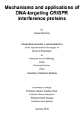 Cover page: Mechanisms and applications of DNA-targeting CRISPR interference proteins