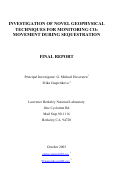 Cover page: Investigation of novel geophysical techniques for monitoring CO2 
movement during sequestration