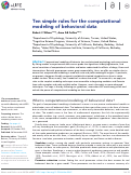 Cover page: Ten simple rules for the computational modeling of behavioral data